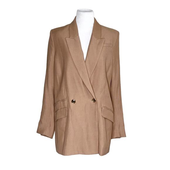 IRO Adelie Oversized Button Front Blazer Jacket In Old Pink Neutral Size 36 - Picture 3 of 6